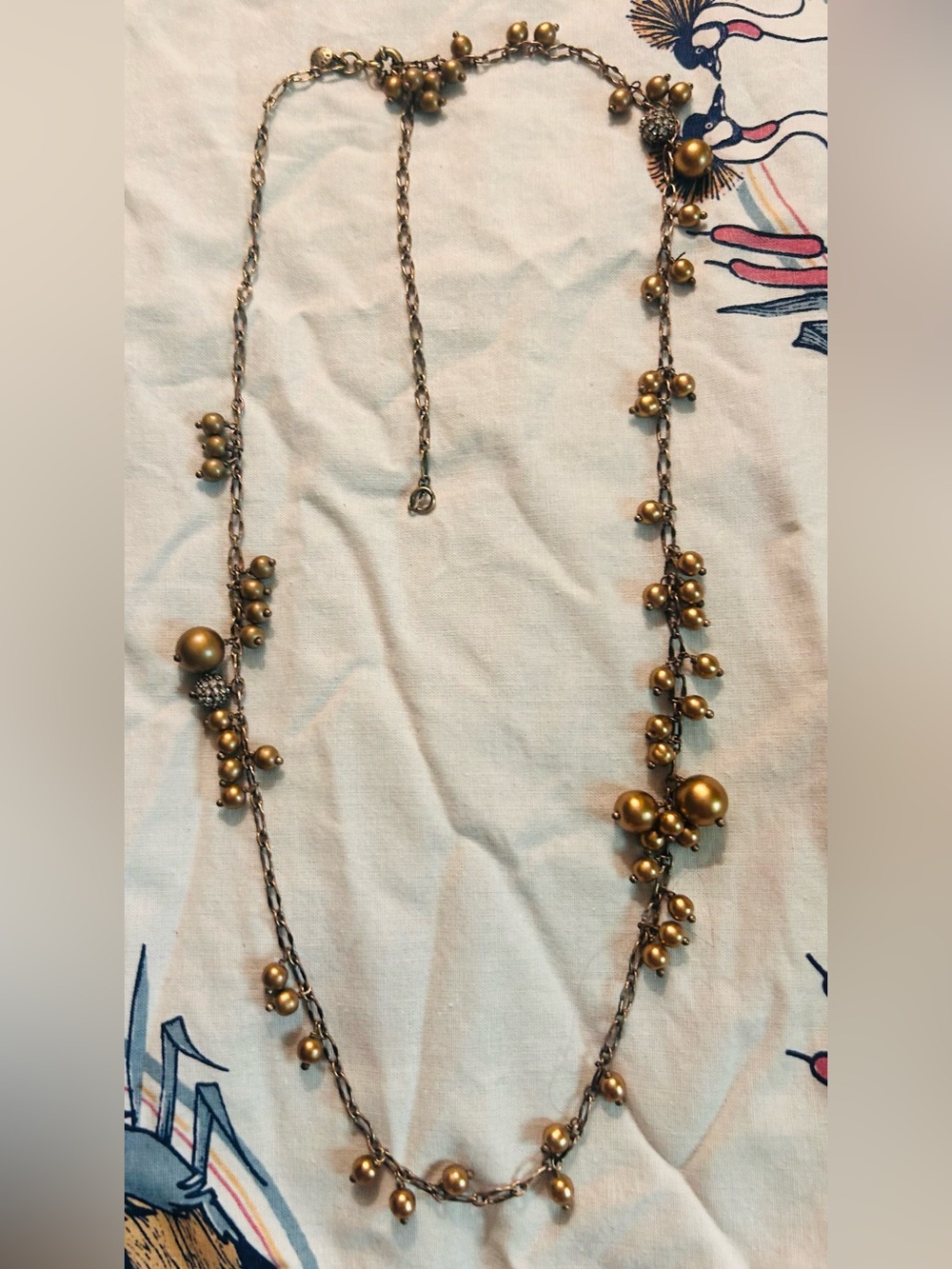 J. Crew Gold Bead Cluster Long Necklace